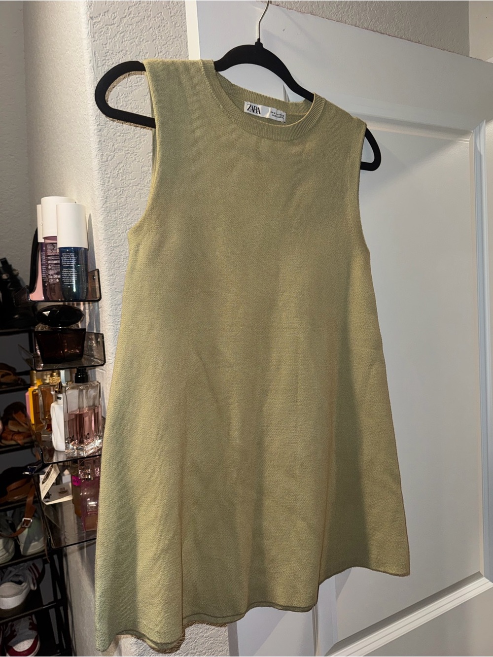 Zara Olive Green Crewneck Knit Sweater